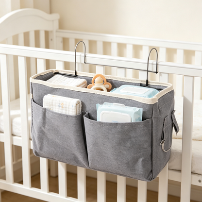 🎓 Student | Gray Sturdy Linen Fabric | Hanging Bedside Caddy