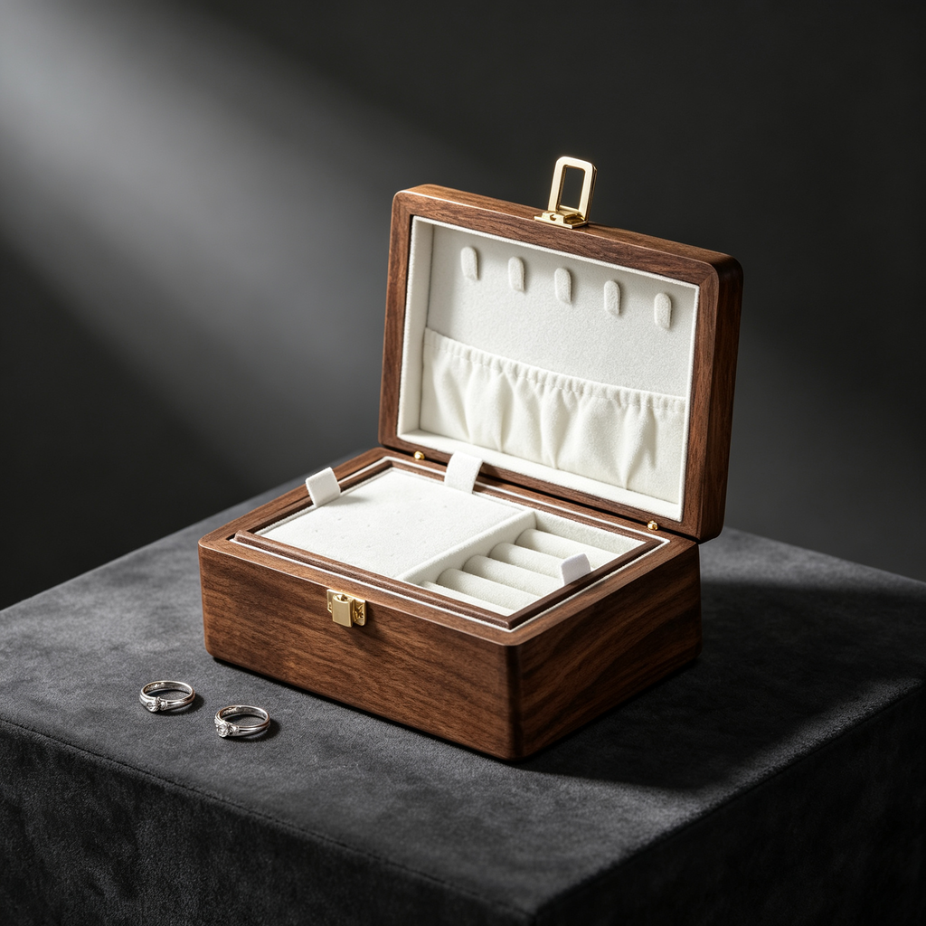 🎀 Birthday | Walnut Wood Velvet Lined | Travel Jewelry Box