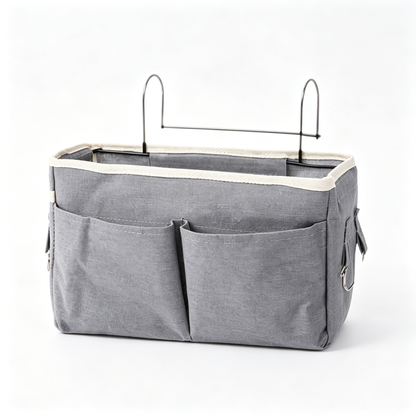 🎓 Student | Gray Sturdy Linen Fabric | Hanging Bedside Caddy
