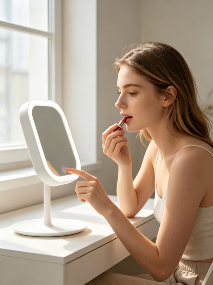 💄 Daughter | Lighted White Tabletop Vanity | LED Makeup Mirror