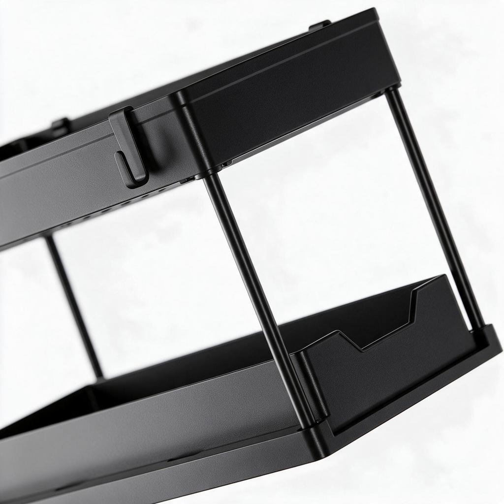 🖤 Space-Saving | Durable Metal Countertop Organizer | Modern Two-Tier Storage Rack