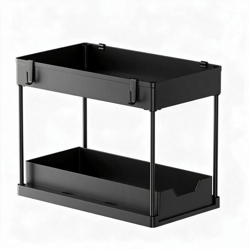 🖤 Space-Saving | Durable Metal Countertop Organizer | Modern Two-Tier Storage Rack