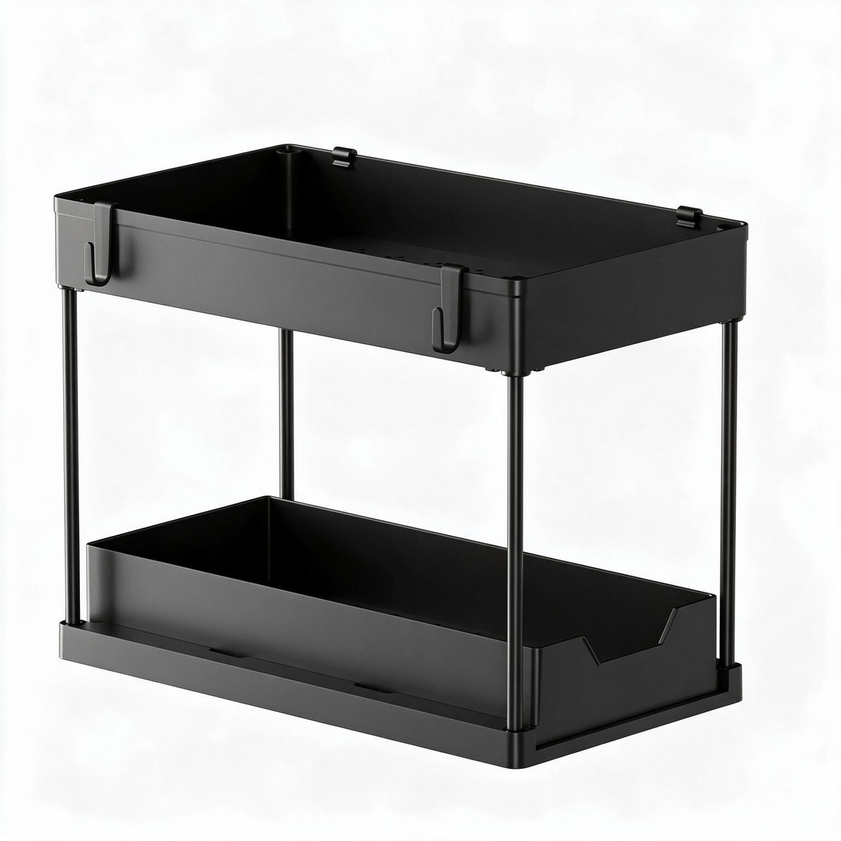🖤 Space-Saving | Durable Metal Countertop Organizer | Modern Two-Tier Storage Rack