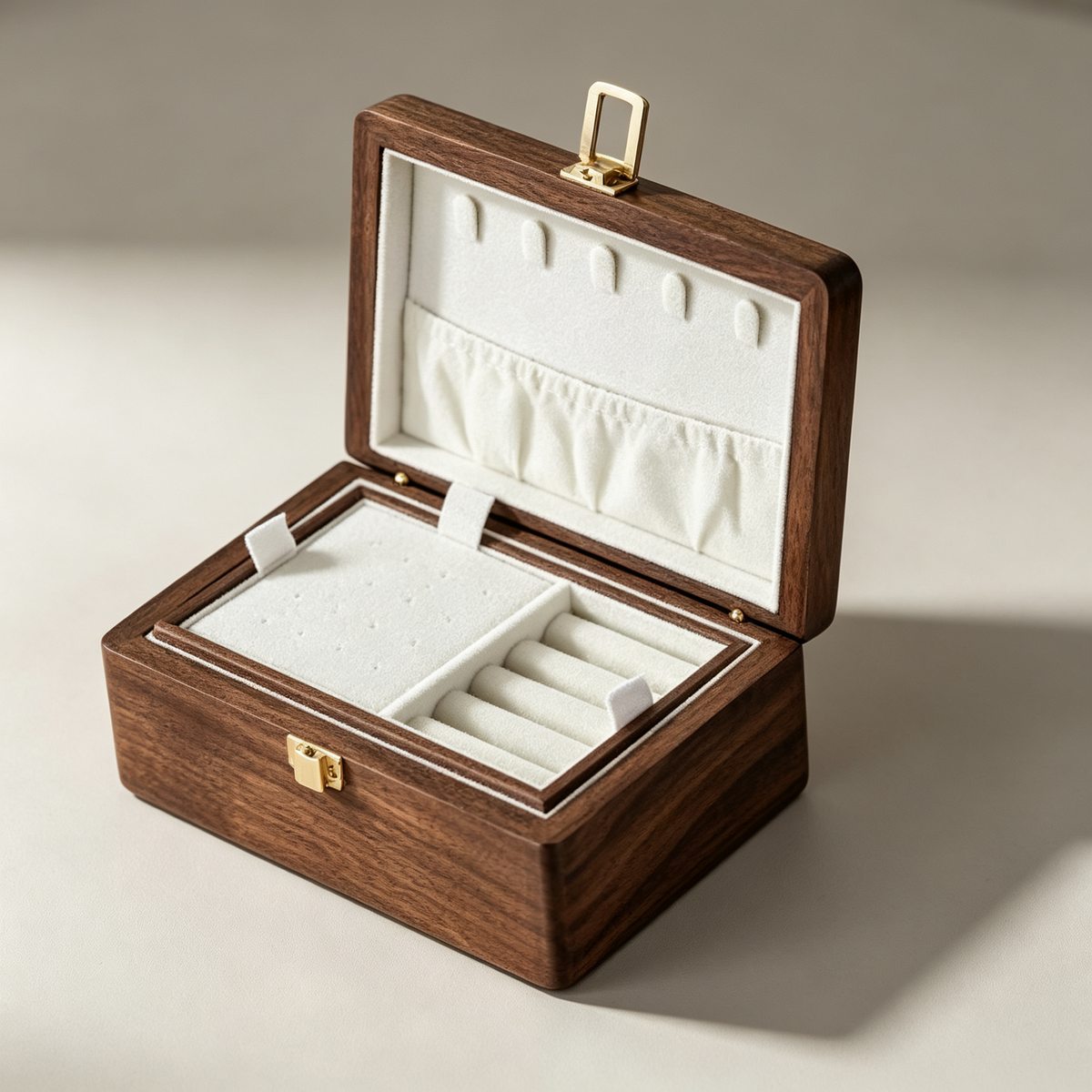 🎀 Birthday | Walnut Wood Velvet Lined | Travel Jewelry Box