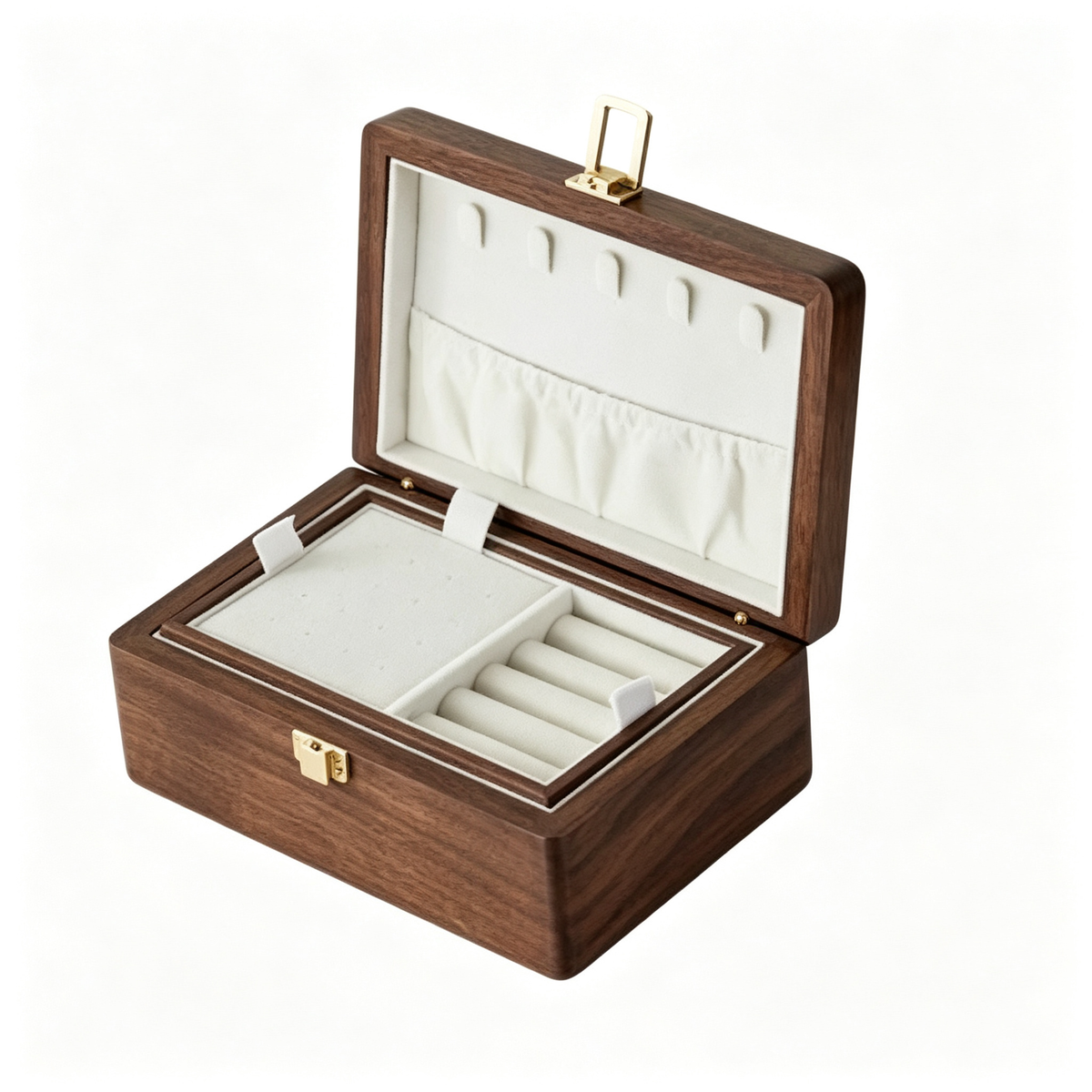 🎀 Birthday | Walnut Wood Velvet Lined | Travel Jewelry Box