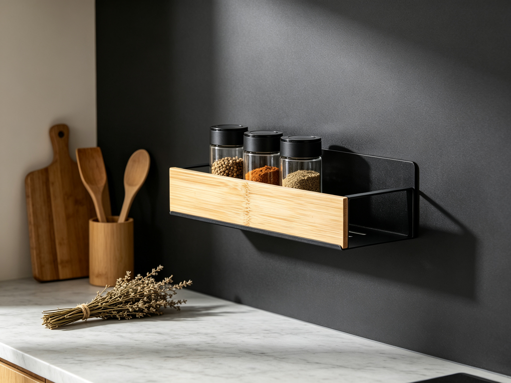 🧂 Magnetic Spice Rack | Bamboo & Steel | Kitchen | Home Cooks | Sleek Space-Saver