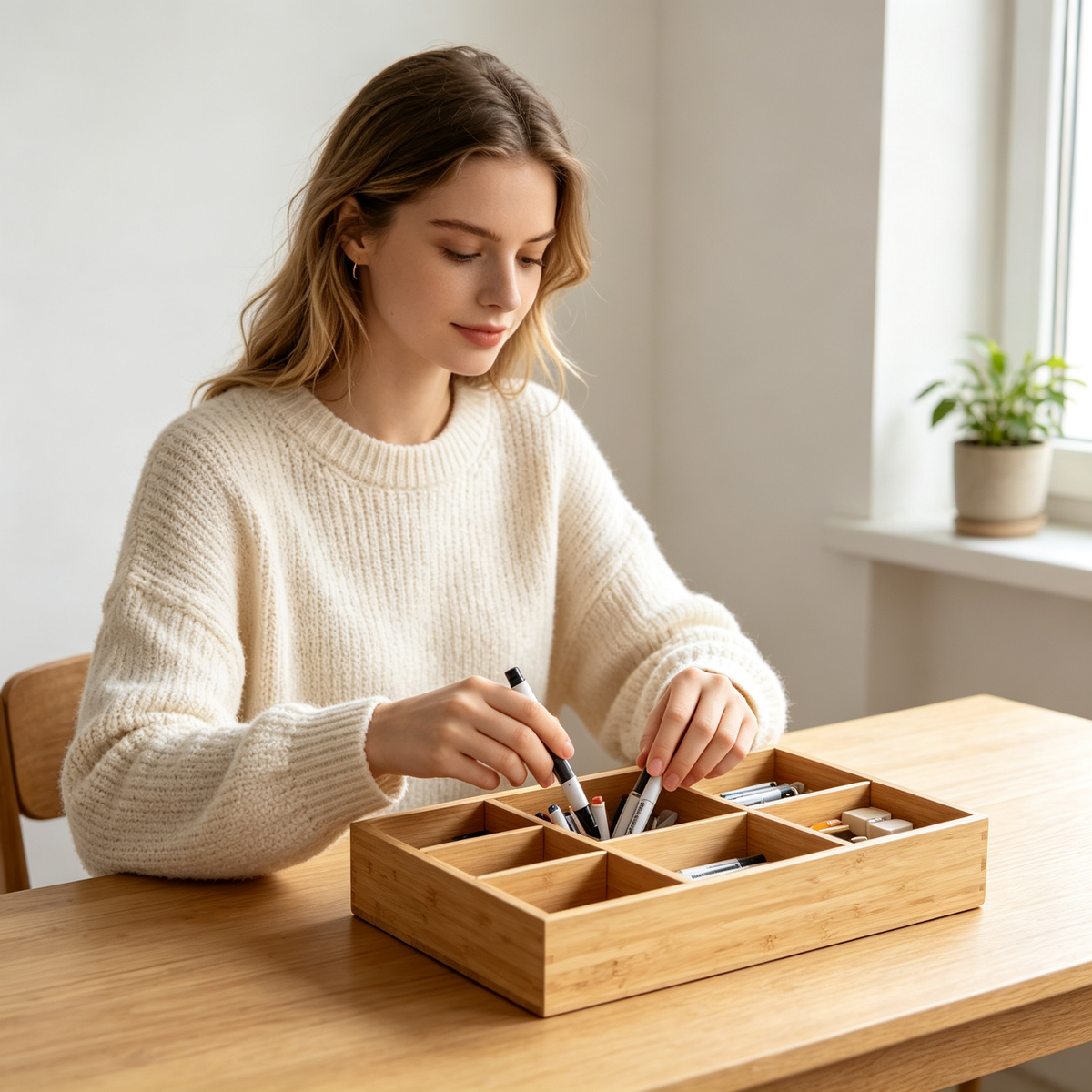 🗄️ Organization Essential | Natural Bamboo Organizer | Drawer & Vanity Use | Practical Gift Choice