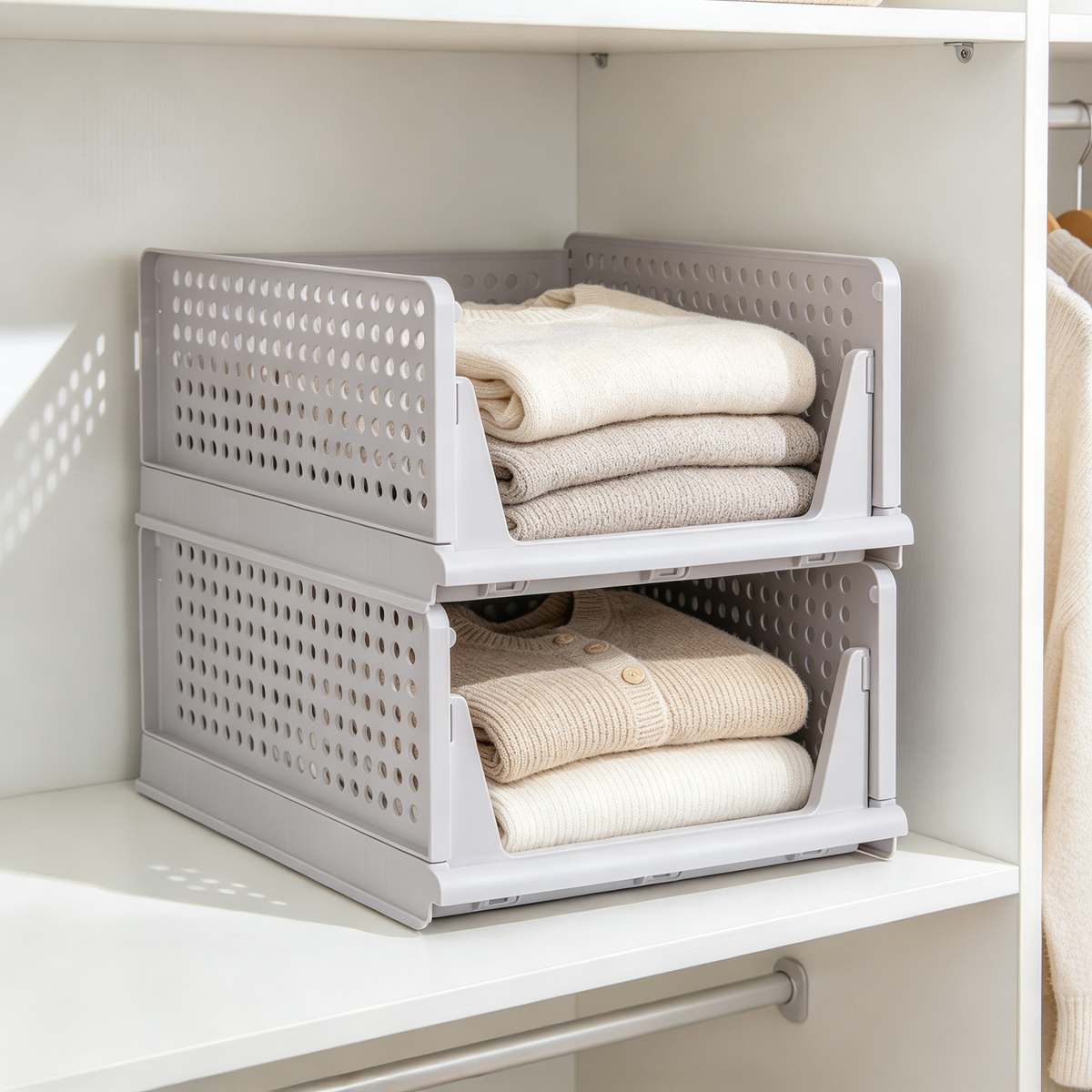 🗂️ Storage Upgrade | Durable Plastic Organizer | Closet Space Use | Smart Gift Choice | Adjustable Layer Design