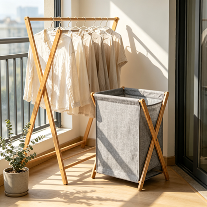 🧺 Laundry Essential | Bamboo Fabric Storage | Bedroom Organization | Thoughtful Gift | Foldable Space Saver