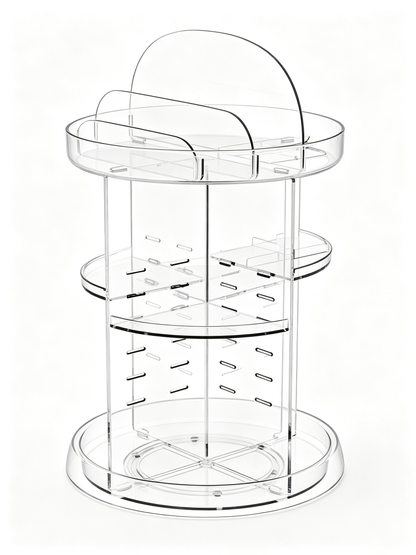 💄 Beauty Essential | Clear Acrylic Organizer | Vanity Storage | Elegant Gift Choice | 360° Rotating Display
