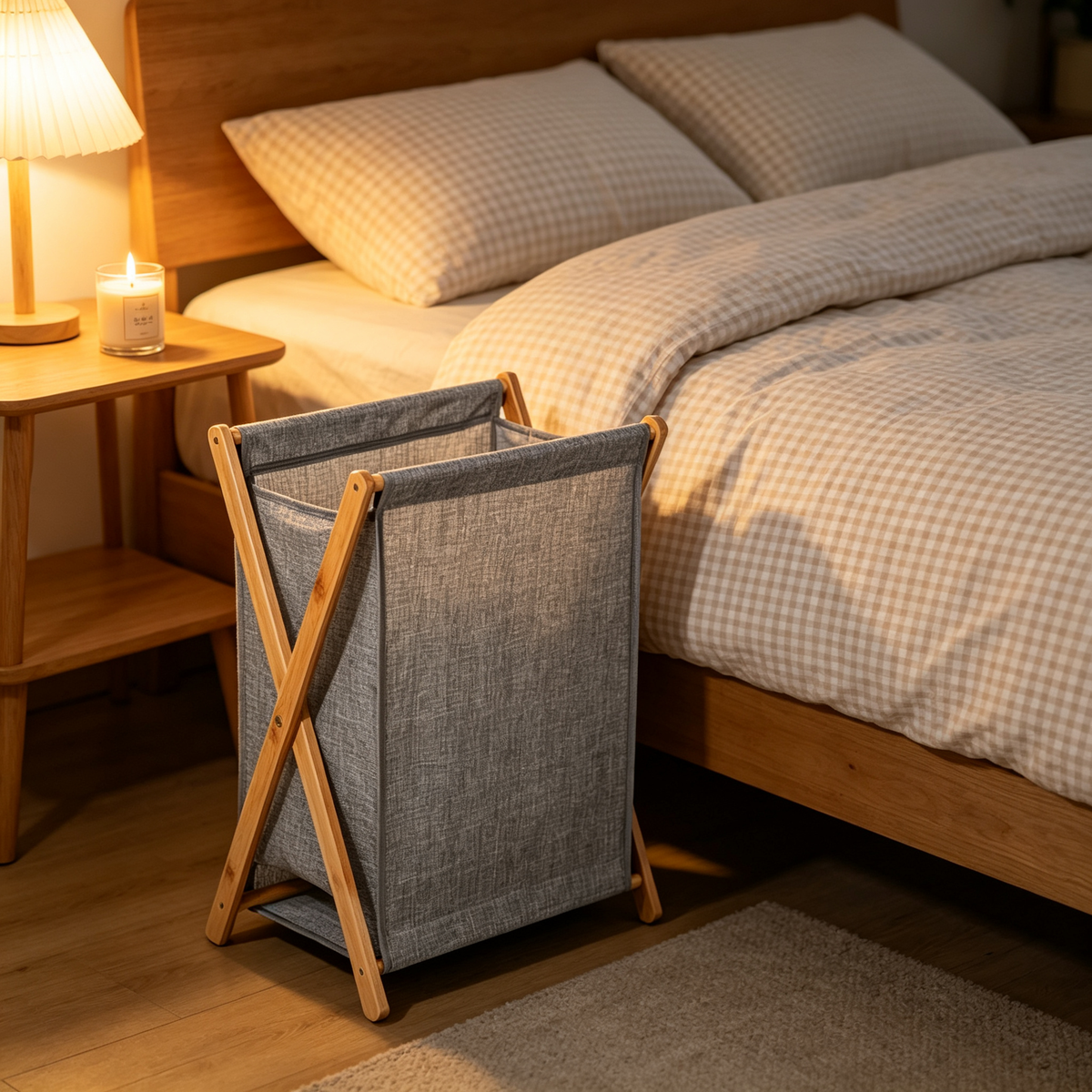 🧺 Laundry Essential | Bamboo Fabric Storage | Bedroom Organization | Thoughtful Gift | Foldable Space Saver