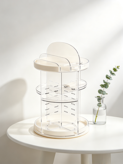 💄 Beauty Essential | Clear Acrylic Organizer | Vanity Storage | Elegant Gift Choice | 360° Rotating Display
