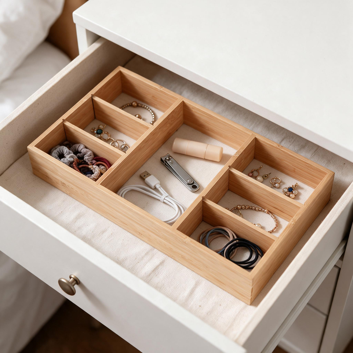 🗄️ Organization Essential | Natural Bamboo Organizer | Drawer & Vanity Use | Practical Gift Choice
