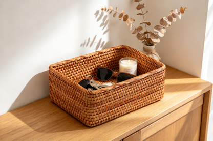 🧺 Home Essential | Natural Rattan Storage | Living Space Organization | Charming Gift Choice | Handwoven Rustic Style