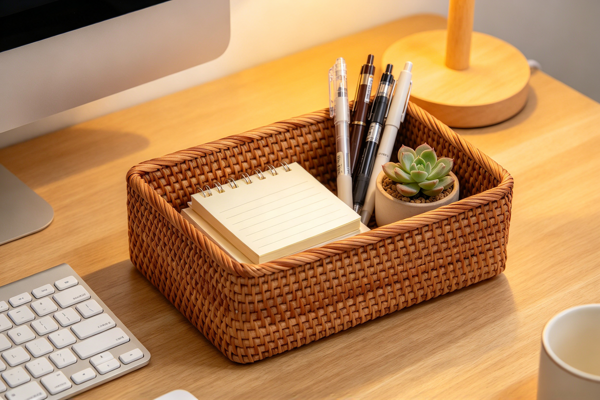 🧺 Home Essential | Natural Rattan Storage | Living Space Organization | Charming Gift Choice | Handwoven Rustic Style