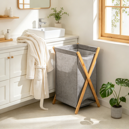 🧺 Laundry Essential | Bamboo Fabric Storage | Bedroom Organization | Thoughtful Gift | Foldable Space Saver